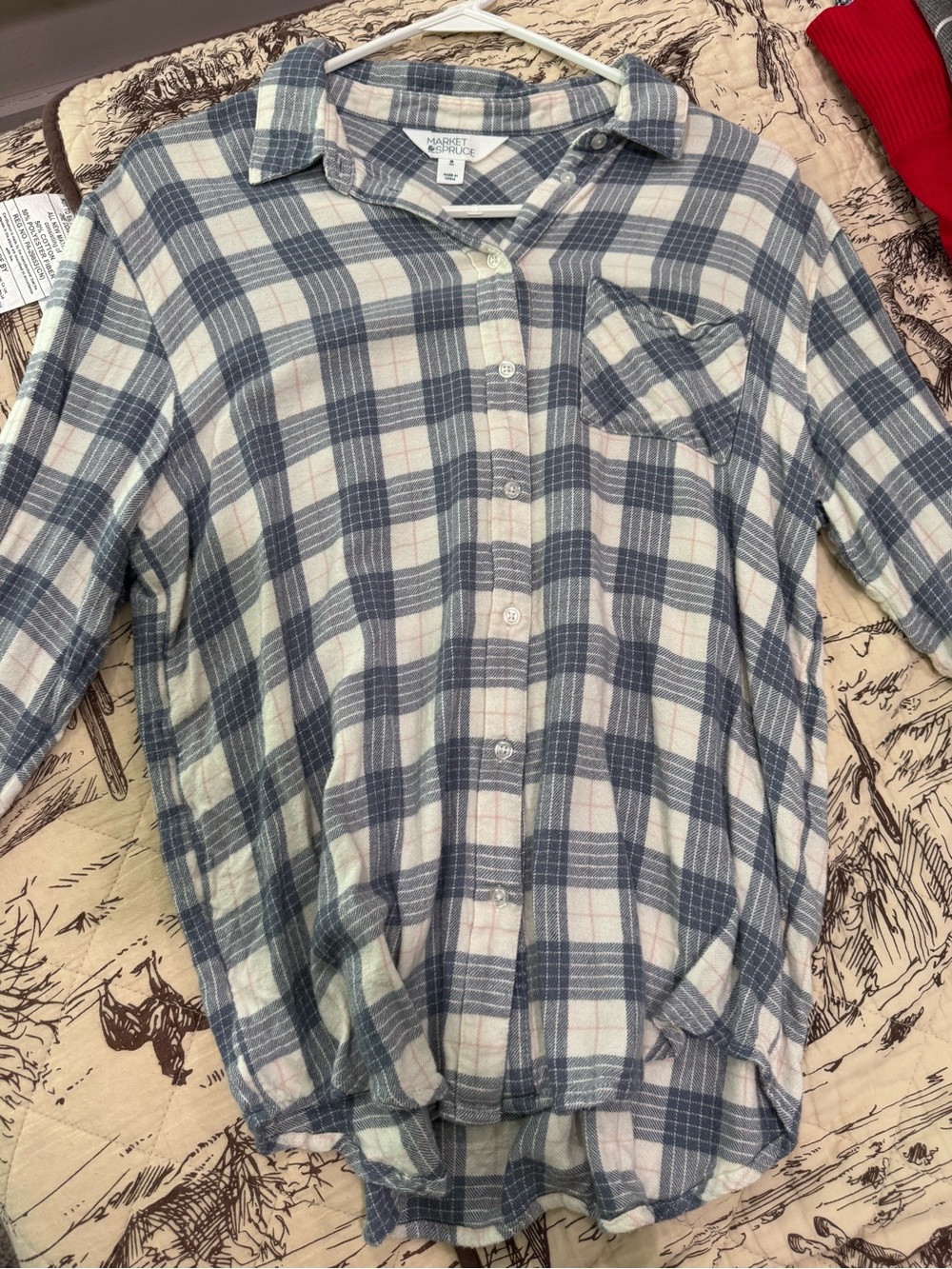 Market & Spruce Blue and White Plaid Shirt